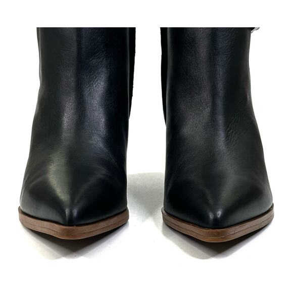 Franco Sarto Emina Black Leather Pointed Toe Wedge Ankle Boot Womens 7M New $190 - Picture 3 of 13